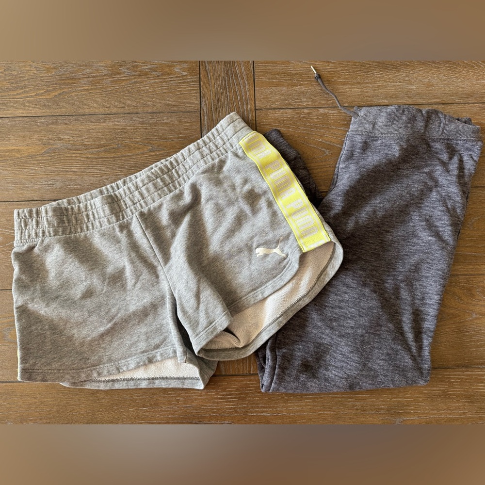 Puma Gray and Yellow sweat Shorts and UA joggers